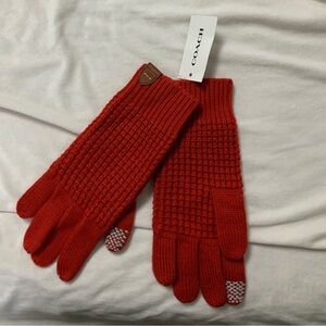 Coach Red Knit Gloves